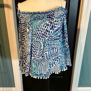 Worn once XL Lilly Pulitzer off the shoulder top with ball detail on bottom